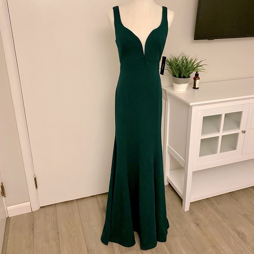 Backless forest green dress